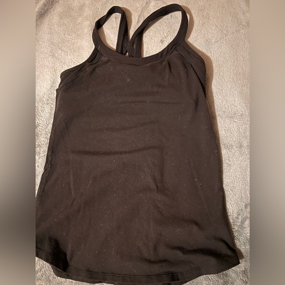 Lululemon Double Criss Cross Tank Top Black built in Bra size 4 mesh - Picture 2 of 3
